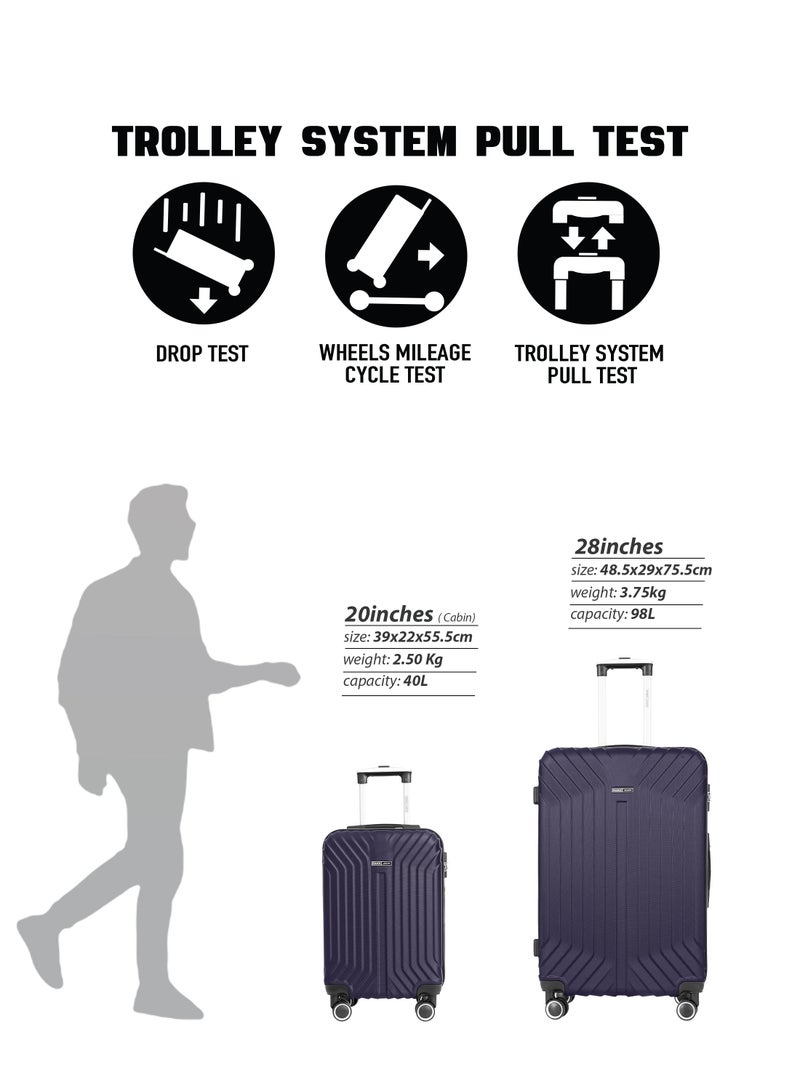 PARAJOHN Winso Series Set of 2 Luggage | Lightweight Small 10KG & Large 30KG ABS 8 Wheels Trolley Hardsided Travel Suitcase - Navy - Image 5
