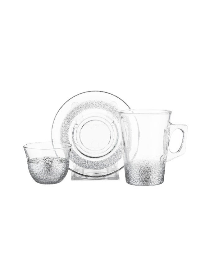 Dania ❄️🤍 Premium White Frosted Glass Tea & Coffee Set – 18 Pieces – 145 ml 🤍❄️ - Image 4