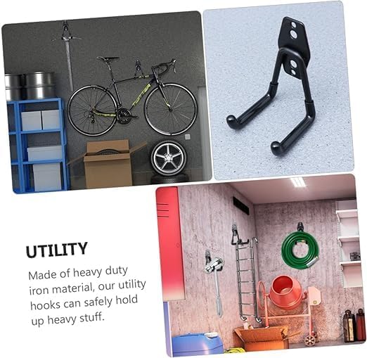 Mount Utility Hooks HeavyDuty Steel Wall Mount Hooks Garage Hooks for Organizing Power Tools Ladders Bikes Pack of 2 - Image 4