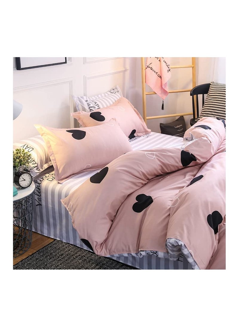 GOLDEN HOME طقم غطاء لحاف بنمط مخطط مكون من 6 قطع مقاس كينج/كوين/مفرد. تتضمن المجموعة 1 غطاء لحاف، 1 ملاءة سرير جاهزة، 4 أكياس وسائد  - Image 3
