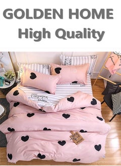 GOLDEN HOME 6 Piece King/Queen/Single size, striped pattern duvet cover set. set includes 1 Comforter Cover, 1 Fitted Bedsheet, 4 Pillowcases  - Image 1