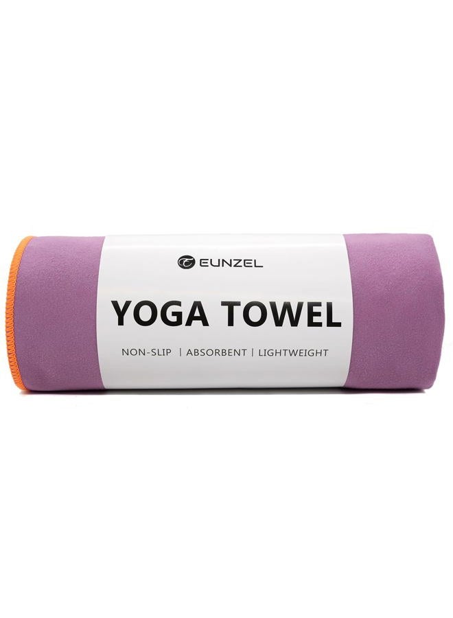 Eunzel Hot Yoga Towel Non-Slip Yoga Mat Towel Ultra-Absorbent Microfiber Towel for Hot Yoga, Pilates，Bikram and Workout 26.5"x 72", Purple/Orange - Image 1