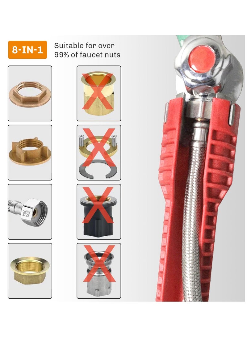 GNAFOTU - Tap Spanner Tool, 8 in 1 Faucet and Sink Installer, Multifunctional Wrench Kit, Anti-Slip, Sink Faucet Installation, Socket Wrench, Ideal for Kitchen, Bathroom, Sink Repair - Image 1