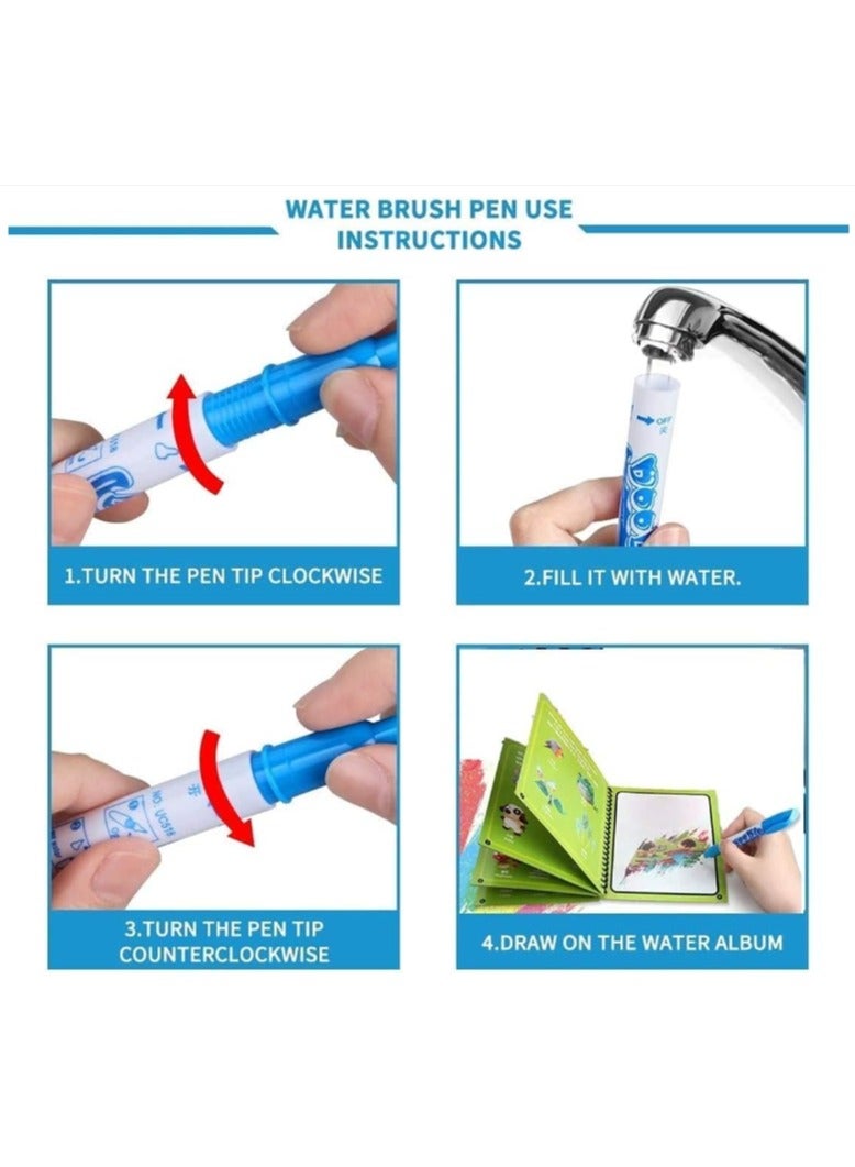 4 Books - Kids Magic Water Colouring Book Unlimited Fun with Water (multi-shape) for +3 kids, Coloring Drawing Reusable Water-Reveal Activity Pad, Chunky-Size Water Pen, Magic Coloring Book, Watercolor Magic Coloring Book, Sketchbook with Watercolor Magic Pen for Kids - Assorted Shapes, Fantastic Kids Toys, Magic Watercolor Coloring Book, Magic Water Book, Water Coloring Book, Doodling Paint with Water Magic Pen Painting Board, Children Education Drawing Toy, Water Coloring Book Toy Scribble Coloring Book with Magic Pen and Drawing Pad, Birthday Gift (multi-shape) - Image 3