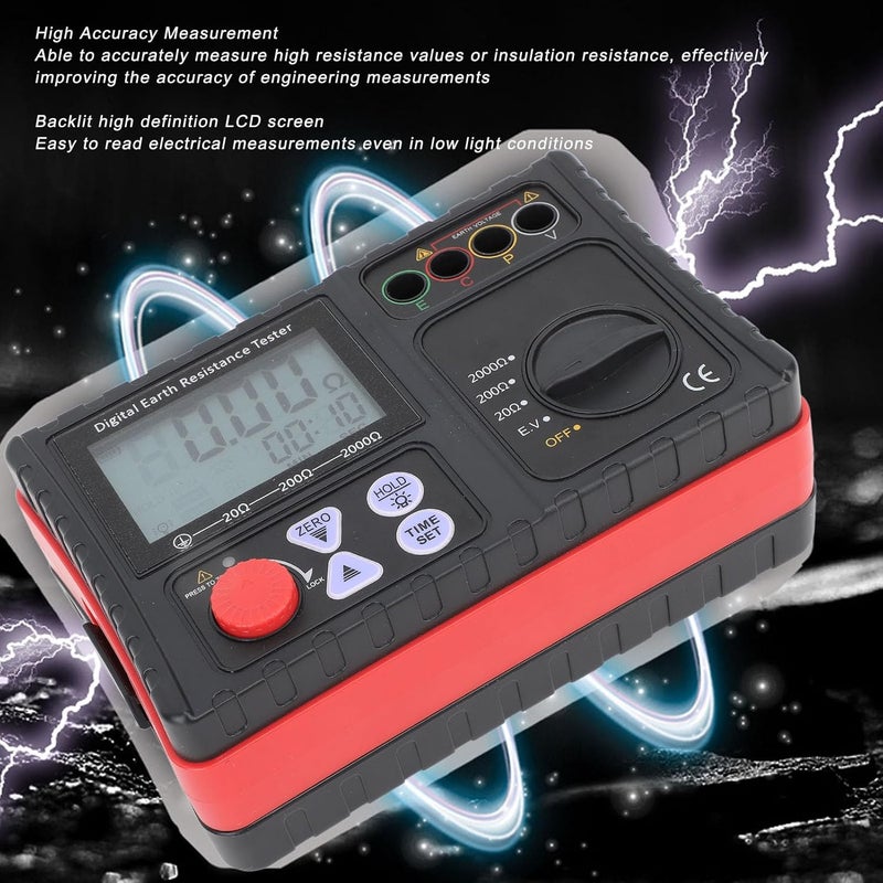 Insulation Resistance Tester Digital Megohmmeter 0 to 2000 Ohm, LCD Backlit Display, High Accuracy - Wide Measurement Range, Durable Design, Ideal for Electrical Testing - Image 5