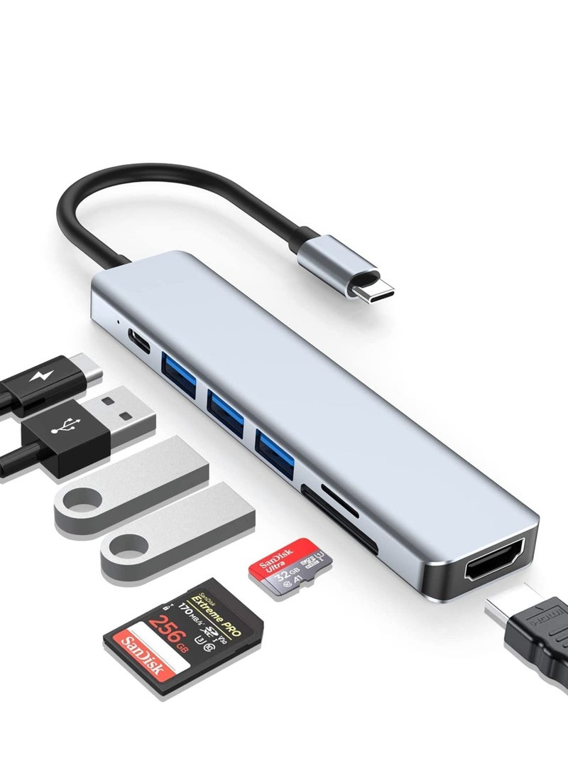ELTRAZONE 7 in 1 USB C Multiport Adapter for Macbook Pro/Air & Type C Enable Devices - Image 1
