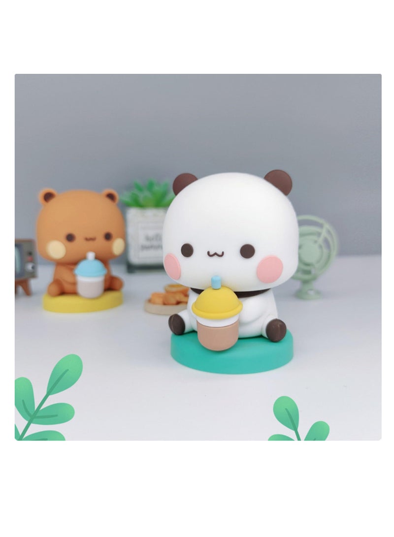 SYOSI Bubu Dudu Bobble Figure, 4PCS Panda Bear Kawaii Car Dashboard Decorations, Cute Cartoon Statue for Car Interior, Tabletop Ornament, Office Desk Decor, Gift for Car, Home, Tabletop, Backpack  - Image 2
