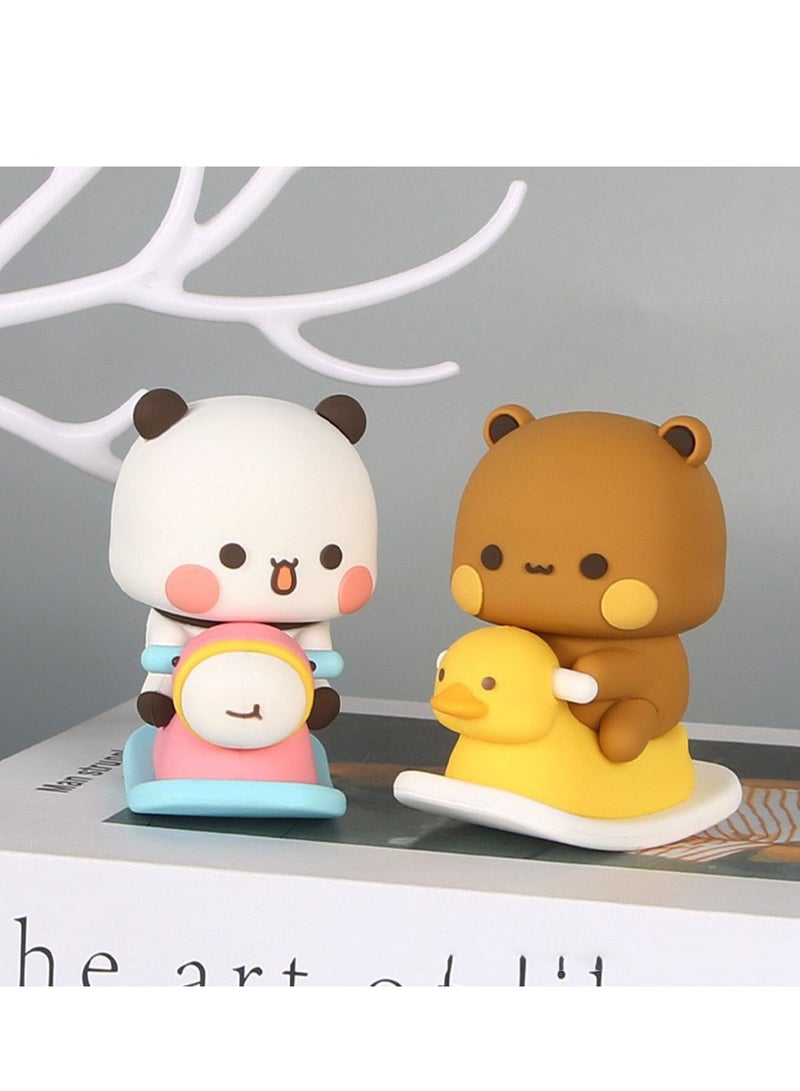 SYOSI Bubu Dudu Bobble Figure, 4PCS Panda Bear Kawaii Car Dashboard Decorations, Cute Cartoon Statue for Car Interior, Tabletop Ornament, Office Desk Decor, Gift for Car, Home, Tabletop, Backpack  - Image 4