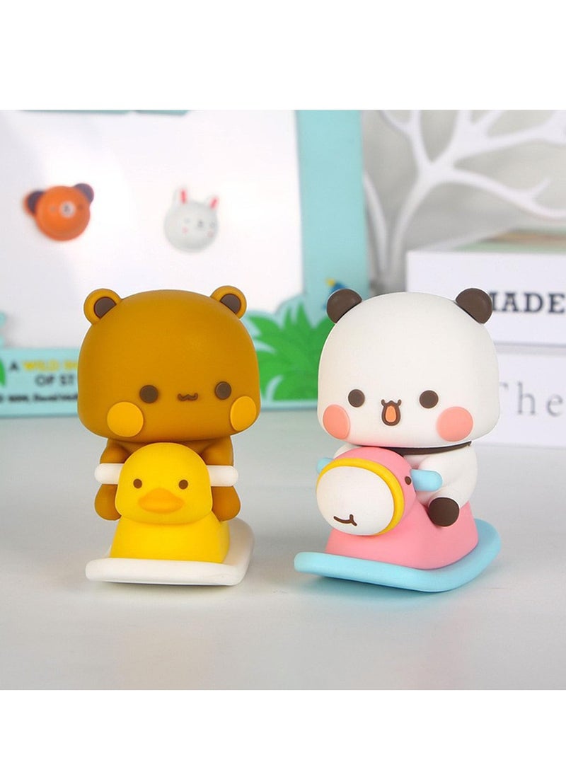 SYOSI Bubu Dudu Bobble Figure, 4PCS Panda Bear Kawaii Car Dashboard Decorations, Cute Cartoon Statue for Car Interior, Tabletop Ornament, Office Desk Decor, Gift for Car, Home, Tabletop, Backpack  - Image 5