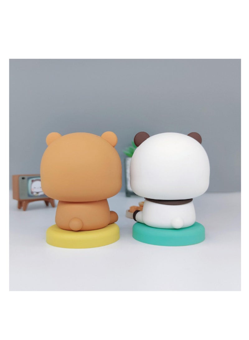 SYOSI Bubu Dudu Bobble Figure, 4PCS Panda Bear Kawaii Car Dashboard Decorations, Cute Cartoon Statue for Car Interior, Tabletop Ornament, Office Desk Decor, Gift for Car, Home, Tabletop, Backpack  - Image 3