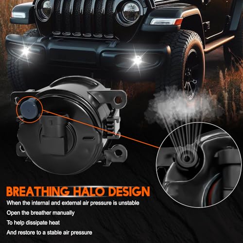 qobsos Fog Light Lamp 3.5 Inch Pair For 2015-2018 Jeep Renegade Clear Lens Bumper Replacement,45W,6000k,pack of 2 - Image 4