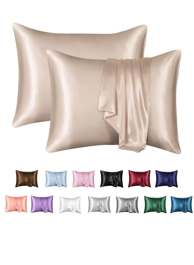 ZCM-HAPPY Pack of 2 Skin-Friendly Silk Satin Pillowcases with Envelope Design, Smooth Pillowcase Hair-Friendly Pillowcase Luxurious Satin Pillow Covers For Better Sleep Anti-wrinkle Pillowcases for Sensitive Skin  - Image 3