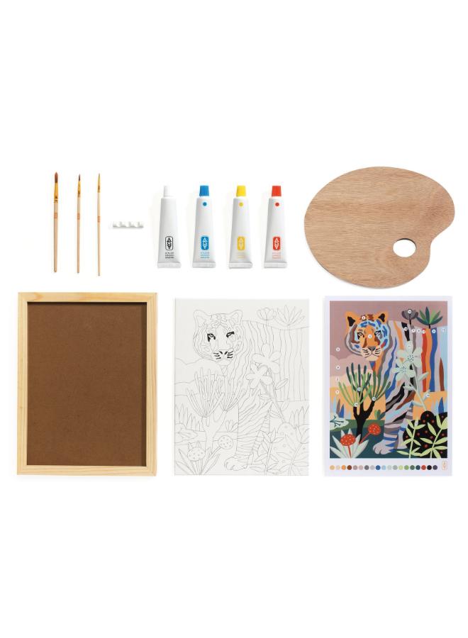 Djeco Atelier 22 Colour Mixing Art Kit, DIY Painting Set with Printed Canvas, Acrylic Paint Tubes, Wooden Palette, Brushes and Frame, Creative Craft Kit for Home Art Projects and Relaxing Painting - Image 5