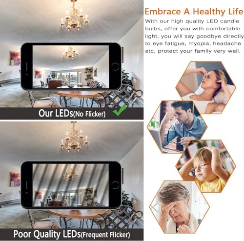 Yochoice 12-Pack Dimmable E12 LED Candelabra Bulbs 40Watt Equivalent, 2700K Warm White, 450Lumens, 4W B11 Vintage Chandelier Light Bulbs, LED Filament Clear Glass Candle Lamp for Ceiling Fan Home Decor1 - Image 3