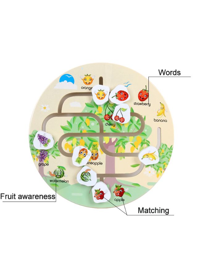 Wooden Number Maze with Sliders Preschool Educational Toy Learning Toys for 3 Years Kids Puzzles Game for Kids Fruit Maze - Image 2