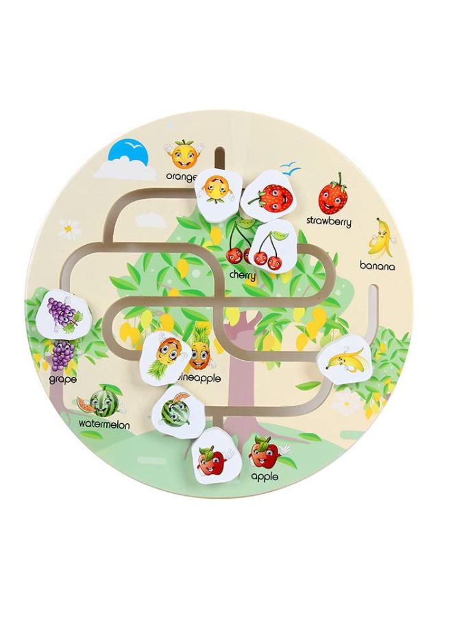 Wooden Number Maze with Sliders Preschool Educational Toy Learning Toys for 3 Years Kids Puzzles Game for Kids Fruit Maze - Image 1