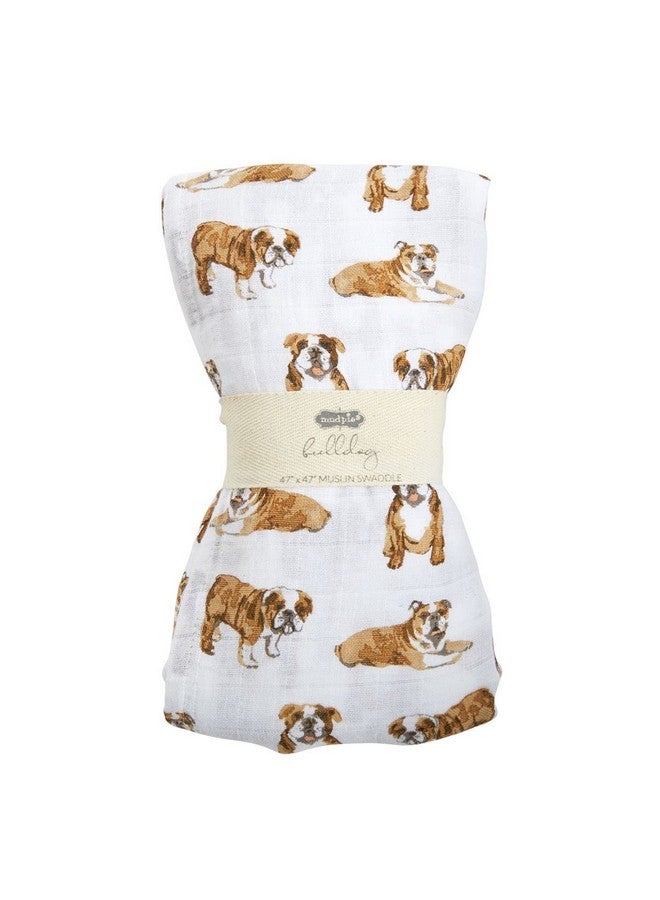 Mud Pie Bulldog Print Muslin Baby Swaddle Blanket, 47" x 47" (12140053) - Image 2