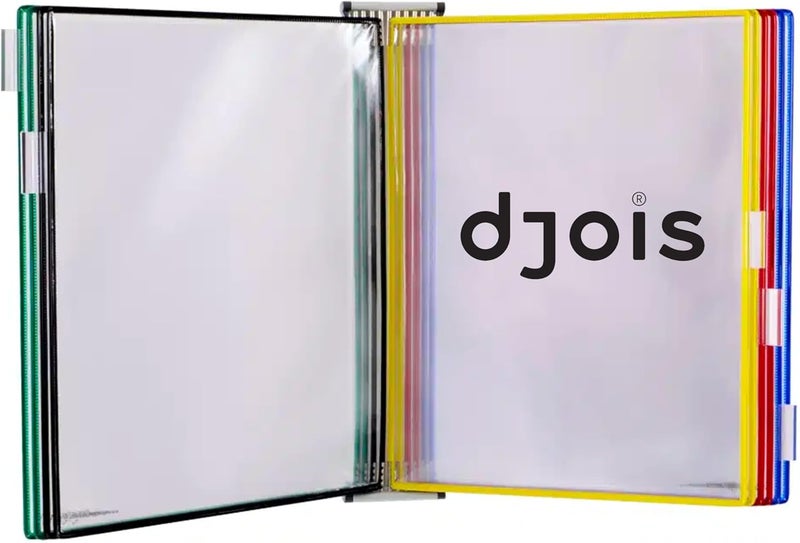 Tarifold DJOIS by - Wall Mount Reference System - Metal - For 11.7 x 16.5-inch Documents - 10 Double-Sided Display Pockets - 20 Sheet Capacity - Wire-Reinforced - Made in France - Assorted Colors - Image 1