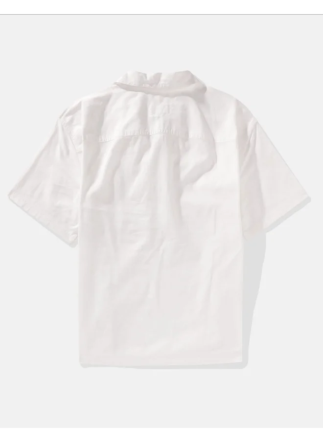 American Eagle AE Linen-Blend Popover Shirt