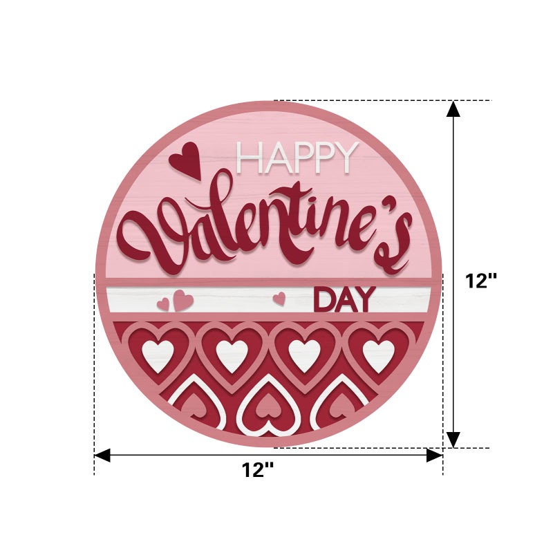 Deroro Happy Valentine's Day Sign for Front Door Decor, Red Pink Love Hearts Wood Door Hanger for Outdoor Outside Porch, Anniversary Wedding Wooden Wreath Indoor Wall Hanging Decoration - Image 2