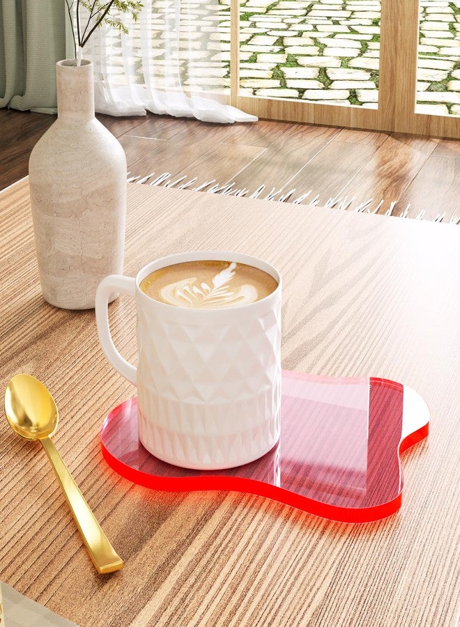 Leadiy Acrylic Coaster Decorative Plates,Coral Pink Bar Drink Coaster, Clear Cloud Shape Coffee Cup Coaster, Perfect for Tabletop Protection and Accessories Display.(Coral Pink) - Image 2