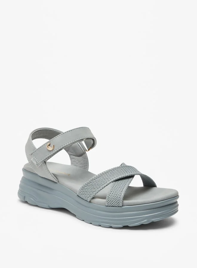 Le Confort Girls Chunky Strappy Sandals with Hook and Loop Closure