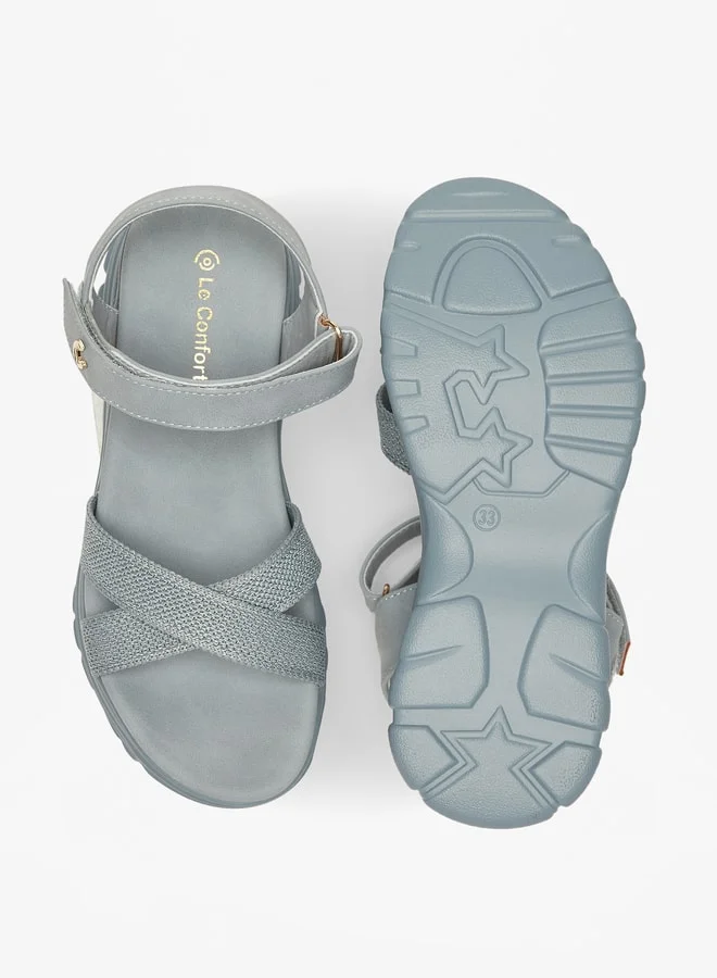 Le Confort Girls Chunky Strappy Sandals with Hook and Loop Closure