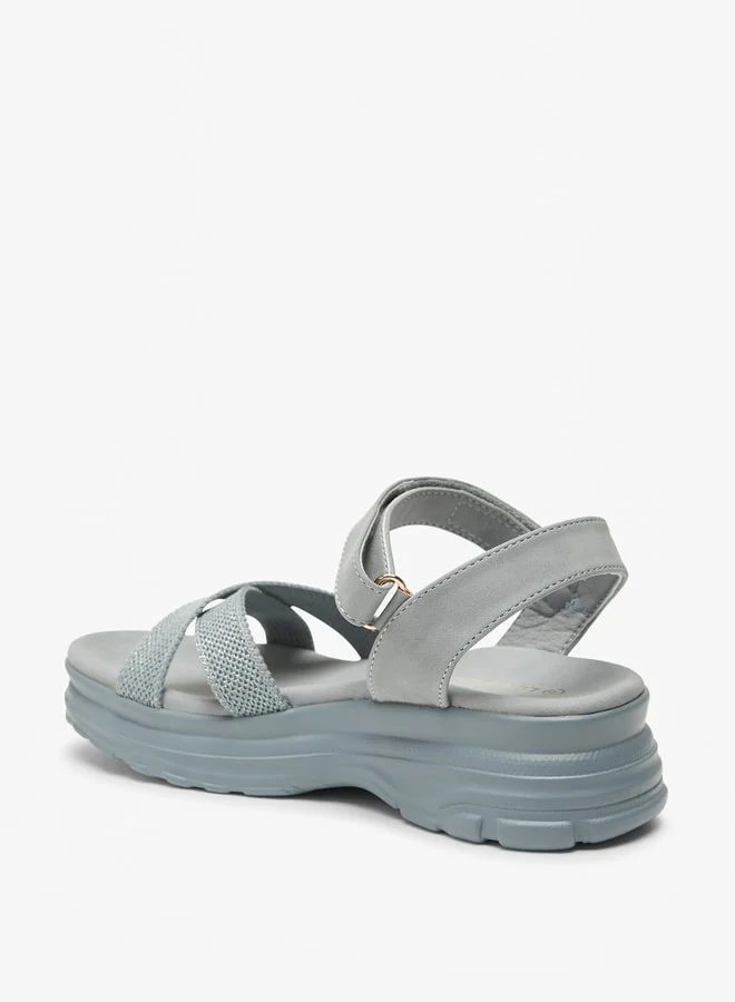 Le Confort Girls Chunky Strappy Sandals with Hook and Loop Closure