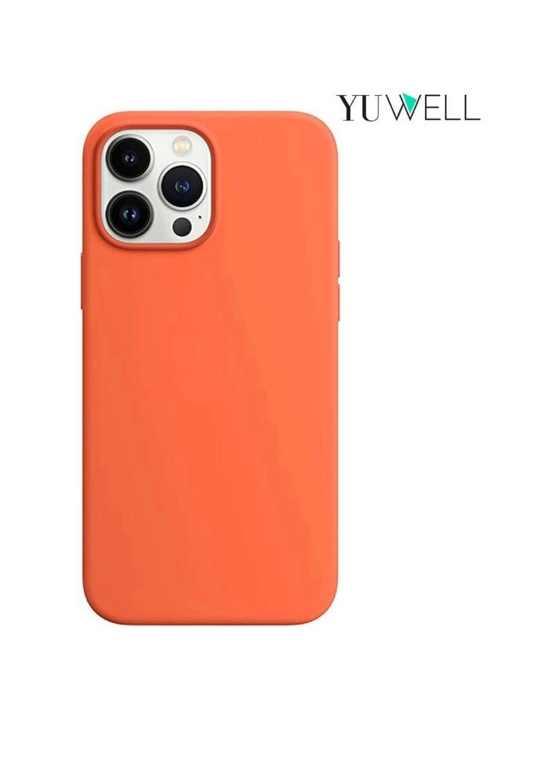 Yuwell iPhone 14 Pro Max Case Silicone Shockproof Protective Case Cover 6.7 Inch Soft Liquid Gel Rubber iPhone 14 Pro Max Silicone Case Reddish Orange