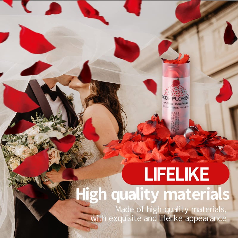 CODE FLORIST كود فلورست 1500 قطعة بتلات ورد حرير داكنة حمراء لعيد الحب ليلة رومانسية اقتراح زواج ذكرى زهور ديكورات (معطرة مفصولة) - Image 3