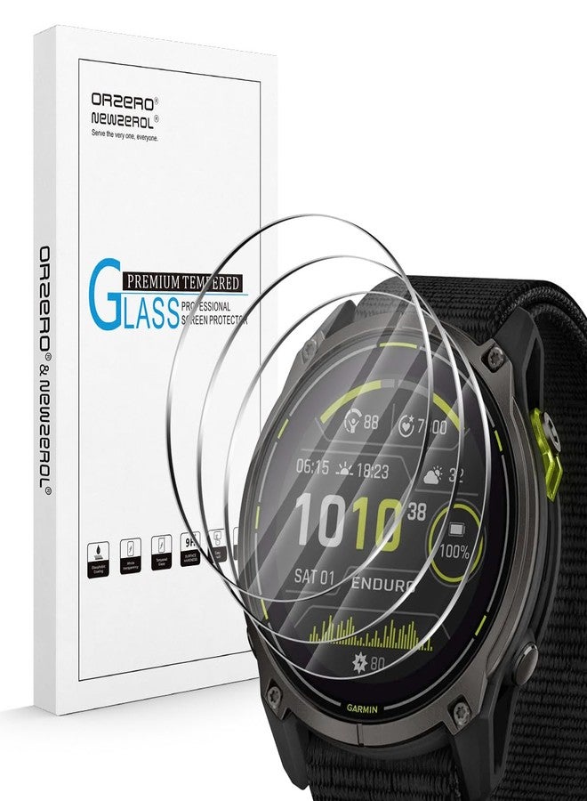Orzero (3 Pack) Compatible for GRMN Enduro 3 Watch Screen Protector, Tempered Glass 9 Hardness HD Anti-Scratch Bubble Free - Image 1