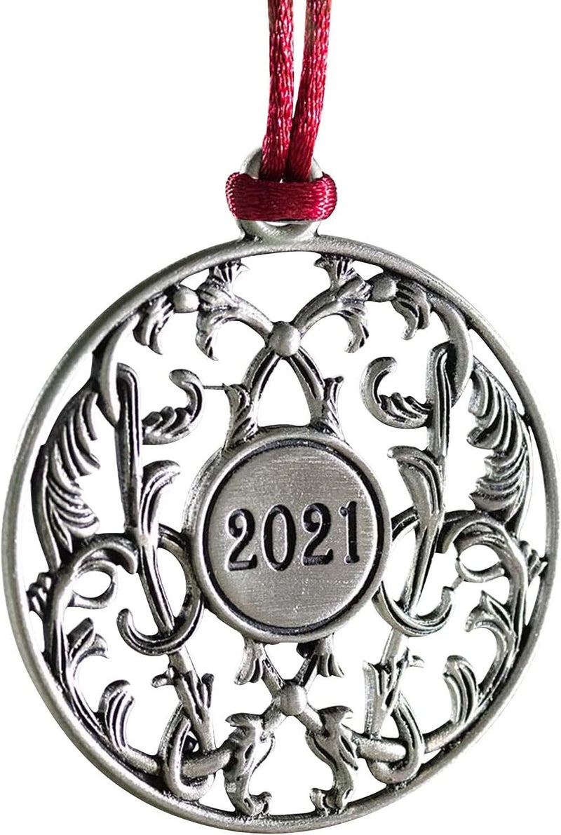 woobles Solid Pewter Christmas Tree Ornament,Metal Double-Sided Printing Holiday Ornaments Pendants , Decoration Unique Gift for Christmas Star Festive Holidays Home Decor (C) Silver - Image 3