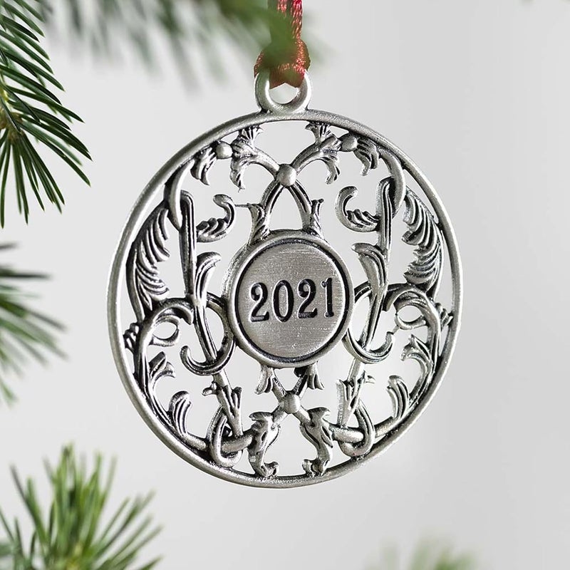 woobles Solid Pewter Christmas Tree Ornament,Metal Double-Sided Printing Holiday Ornaments Pendants , Decoration Unique Gift for Christmas Star Festive Holidays Home Decor (C) Silver - Image 1