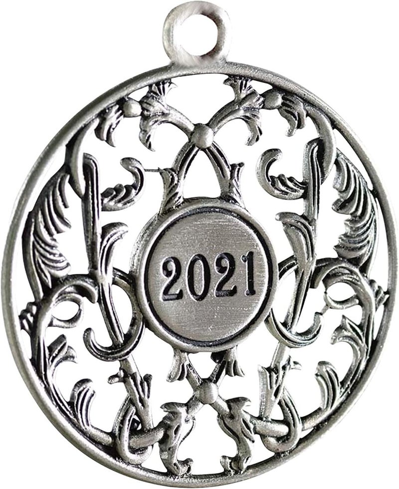woobles Solid Pewter Christmas Tree Ornament,Metal Double-Sided Printing Holiday Ornaments Pendants , Decoration Unique Gift for Christmas Star Festive Holidays Home Decor (C) Silver - Image 2