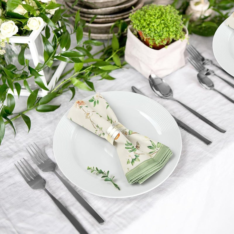 Arquiel Bird Branch Napkins 1818 Inch Floral Dinner Cloth Napkins Set of 4 Washable Cotton Soft Absorbent Square Napkins for Dining Kitchen Party Wedding Decoration - Image 4