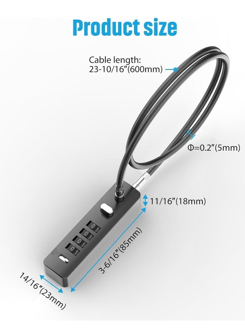 Combination Lock Cable Security Steel Cable Luggage Lock Weatherproof with Resettable Code, Braided Steel Coated Anti-Theft Cable Lock, Luggage Suitcase Gun Case Toolbox Helmet Gray 2.3Feet 5 mm  - Image 3