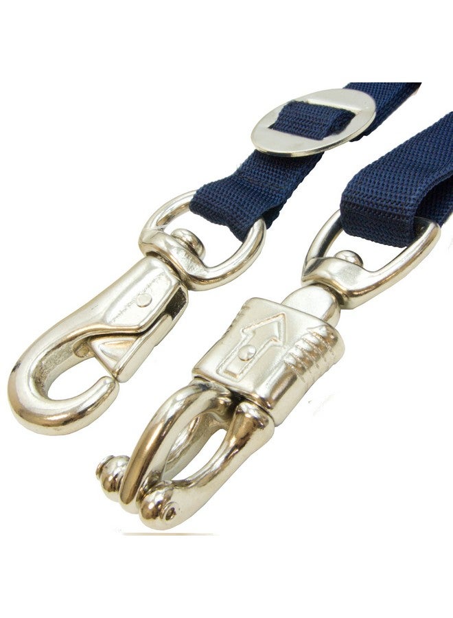 إنتريبيد إنترناشونال ربطات متقاطعة متينة وآمنة من النايلون من شركة إنتربيد إنترناشونال، قابلة للتعديل من 40 إلى 75 بوصة، ربطات متقاطعة للخيول، ربطة للخيول مزودة بمشبك للذعر والانفصال، تُربط بالرسن، لون أزرق داكن - Image 2