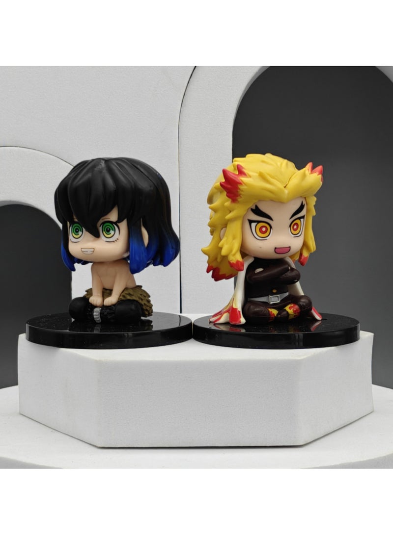 عام طقم تماثيل جلوس من «Demon Slayer» مكوّن من 6 قطع: تانجيرو، بترفلاي، أغاتسوما وزينيتسو؛ دمى زخرفية يمكن استخدامها كديكور أنيق داخل الغرفة. - Image 2