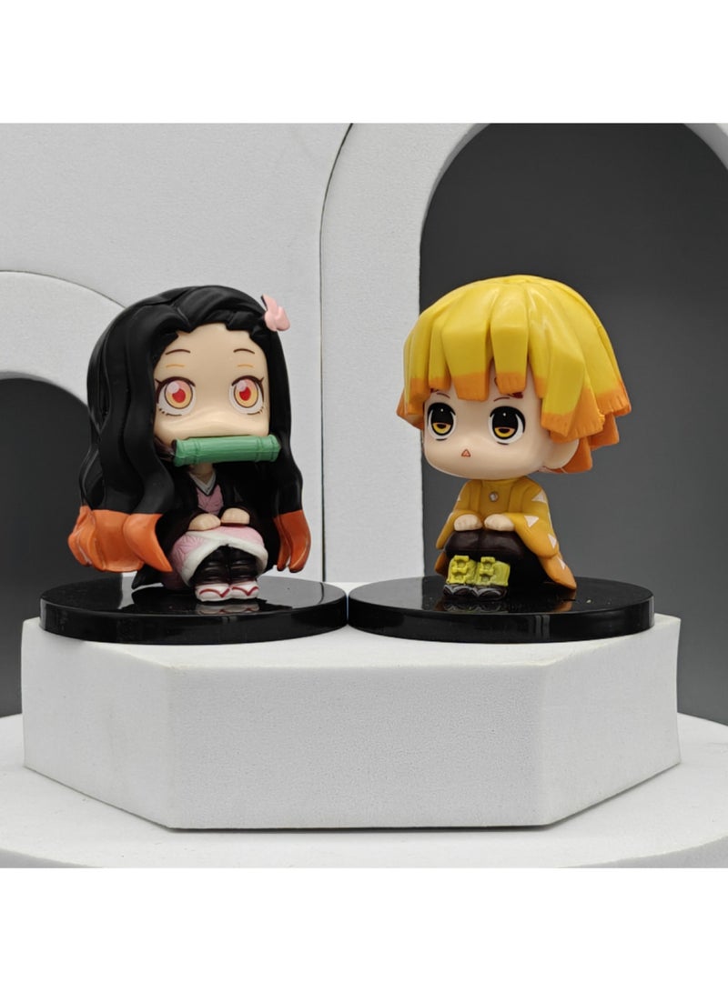 عام طقم تماثيل جلوس من «Demon Slayer» مكوّن من 6 قطع: تانجيرو، بترفلاي، أغاتسوما وزينيتسو؛ دمى زخرفية يمكن استخدامها كديكور أنيق داخل الغرفة. - Image 3