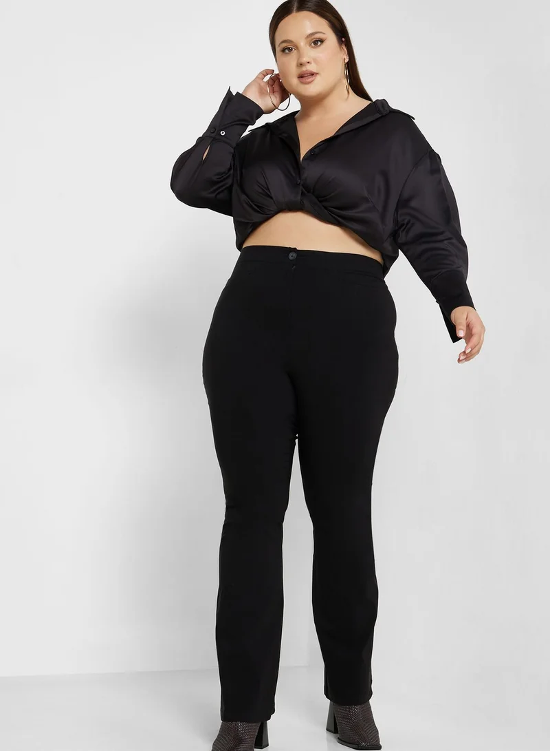 Topshop Curve High Waist Flared Pants