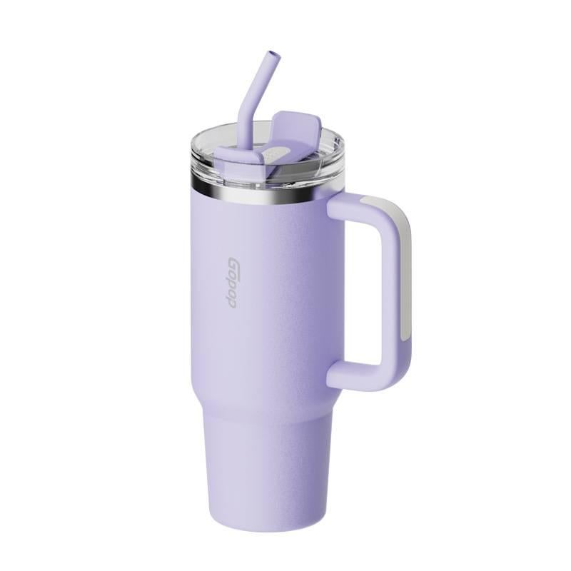 1250 ml Stainless Steel Coffee Mug with Straw Top - Image 4