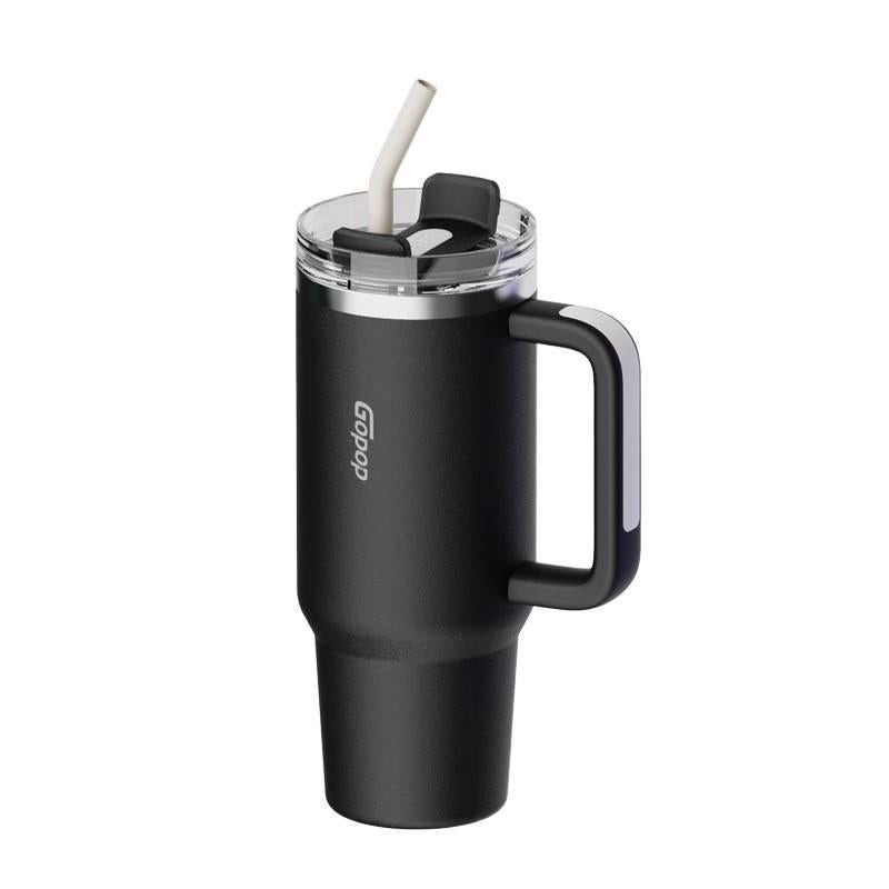 1250 ml Stainless Steel Coffee Mug with Straw Top - Image 1