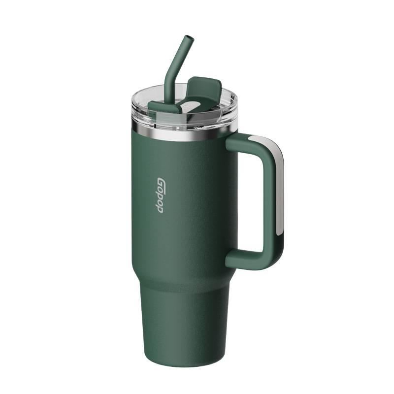 1250 ml Stainless Steel Coffee Mug with Straw Top - Image 3