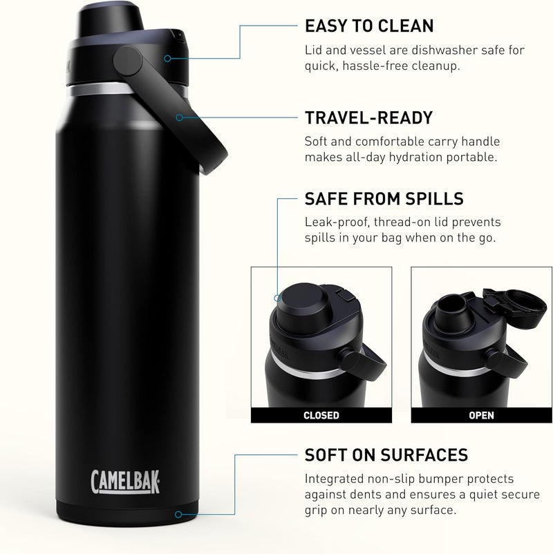 CamelBak Thrive Chug Water Bottle 32oz - Insulated Stainless Steel, Black - Image 3