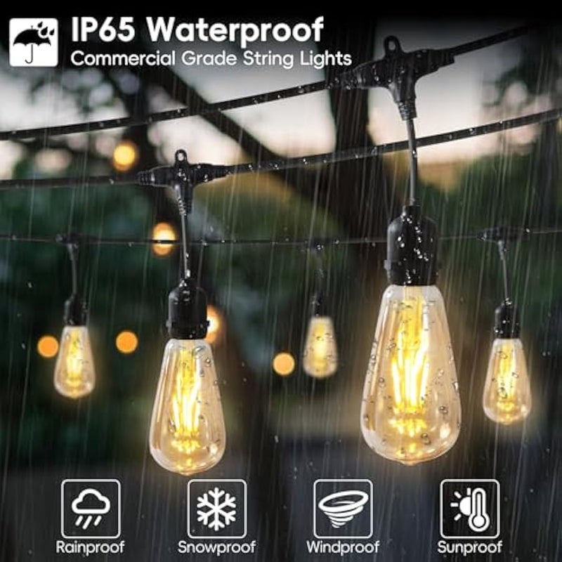 V.nice Outdoor String Light Cable Without Bulbs E27 Socket Festoon Light Cord, IP65 Waterproof Patio String Lighting, Connectable Hanging Cable for Garden, Café, Wedding – 10m/50m/100m - Image 4