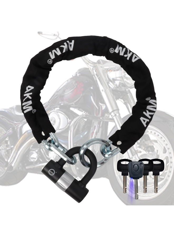 AKM Anti-Theft Motorcycle Chain Lock 3-Foot Heavy Duty Bike Chain Locks with 4 Keys 12mm Thick Cut Proof Security Bicycle Chain Lock 16mm U Lock Disc Lock for Moped,Scooter,Gates - Image 1