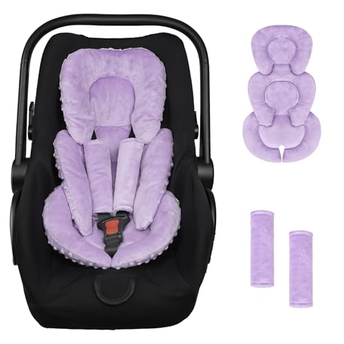 GFU Infant Car Seat Insert Head and Body Support GFU Reversible Newborn Insert for Carseat with Strap Pads Soft Stroller Cushion Pillow Insert for Boys and Girls Fits for Stroller Swing Purple - Image 1