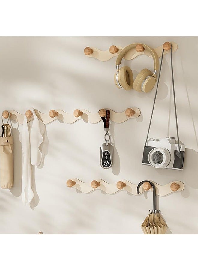 Non perforated wave hook, wooden adhesive hook, living room key holder, bedroom entrance wall hanging, home door hanging, clothes hook behind the door - Image 2