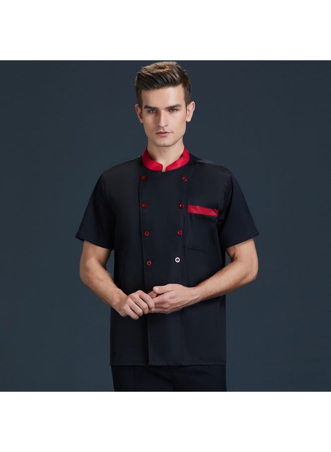 NIBEMINENT Professional Chef Jacket bakery Pizza Cook Wear Chef Shirts Cooking  Short Sleeve Hotel Costume Kitchen Blouse For  - Image 1