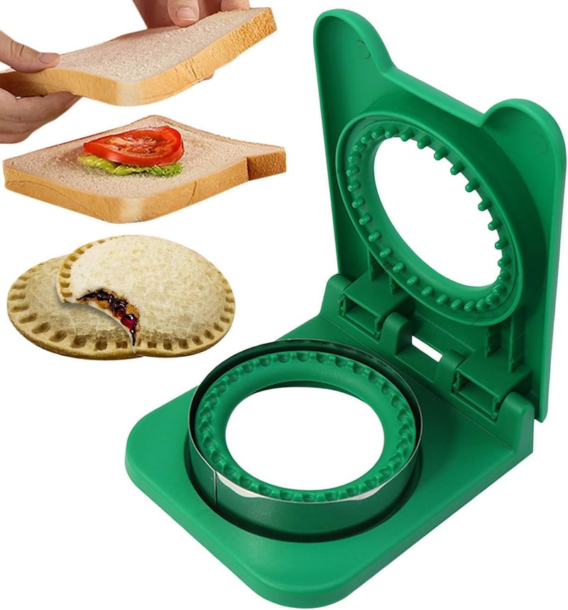 Roxbury Sandwich Cutter and Sealer Square Pocket Sandwiches Cutter Uncrustables Maker Sandwich Cutters for Kids Love lunchables Green - Image 1